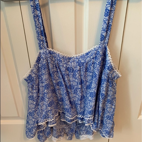 Free People Blue Floral Crop Top - Picture 2 of 8